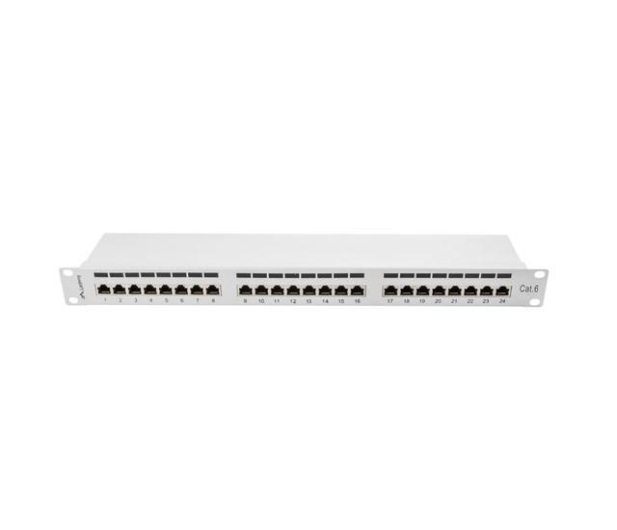 Lanberg Patchpanel 24p 19" 1U FTP 6 półka (szara) - 457382 - zdjęcie 3
